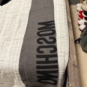 Moschino Charcoal and Black Wool Scarf